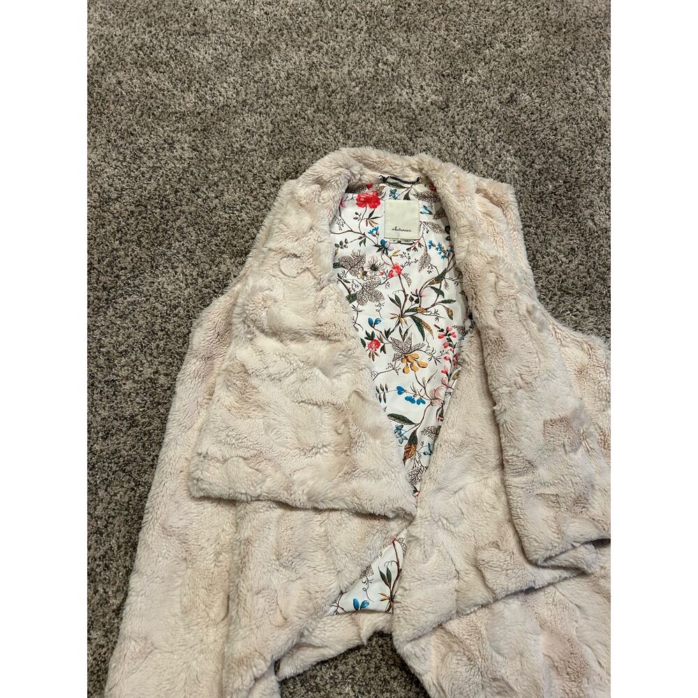 Anthropologie Elevenses Boho Faux Fur Cream Vest Size M Cozy Wintercore Fall - Picture 4 of 8